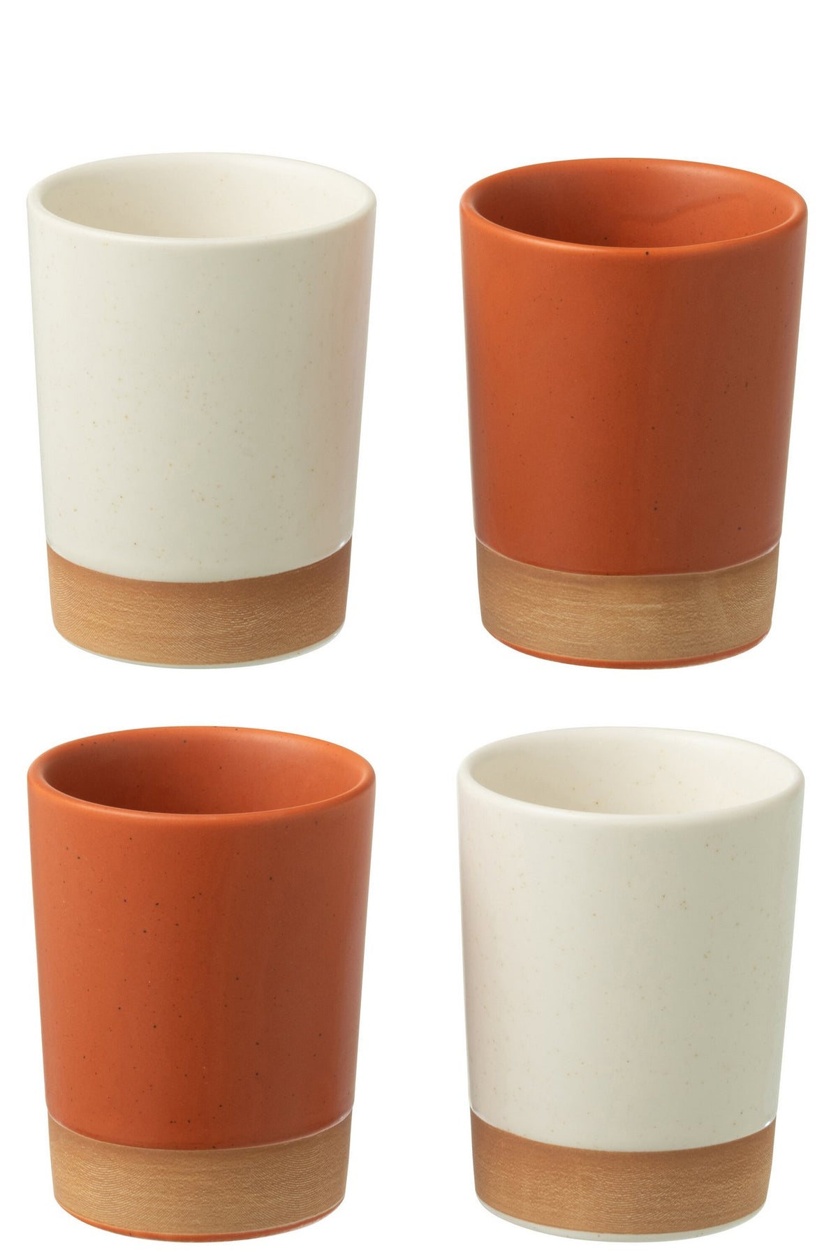 J-Line mok - keramiek - oranje/wit - doos van 4