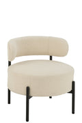 J-Line loungestoel Bouclé - multiplex/polyester - wit/zwart