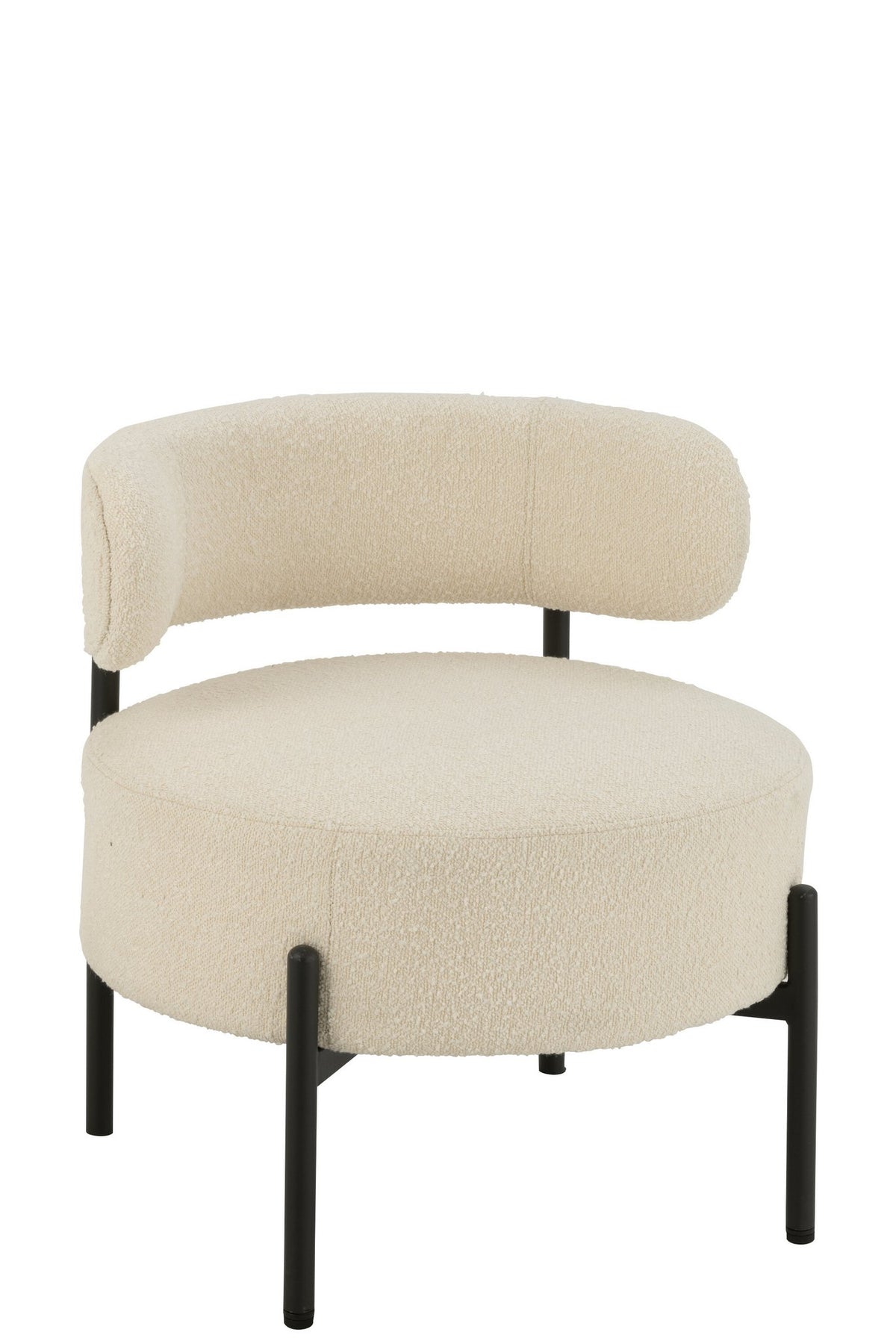 J-Line loungestoel Bouclé - multiplex/polyester - wit/zwart