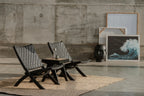 Oliver lounge stoel binnen - zwart leer - teak hout