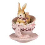 Beeld Konijn 9 cm Bruin Roze Polyresin