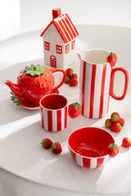J-Line Theepot+Dienblad Aardbei Dolomiet Rood
