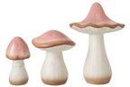 J-Line decoratie Paddenstoel - magnesium - lichtroze - 3 stuks