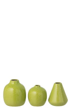 J-Line vaas - porselein - groen - set van 3