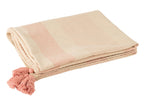 J-Line Plaid mik - katoen - wit/roze - 130 x 180 cm
