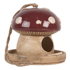 Decoratie Vogelhuis Paddenstoel Ø 13x13 cm Beige Rood Keramiek