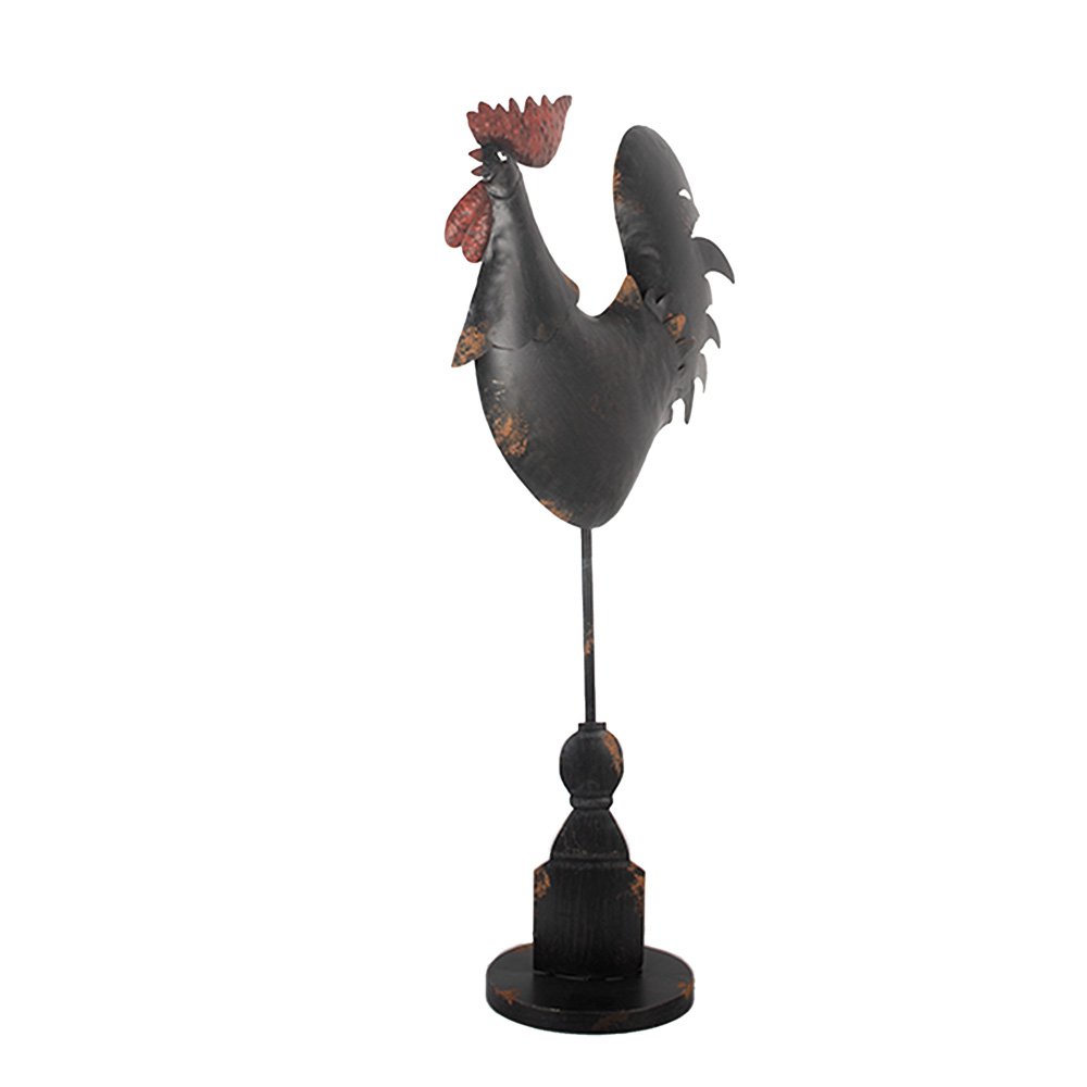 Decoratie Beeld Haan 33x12x64 cm Zwart Metaal