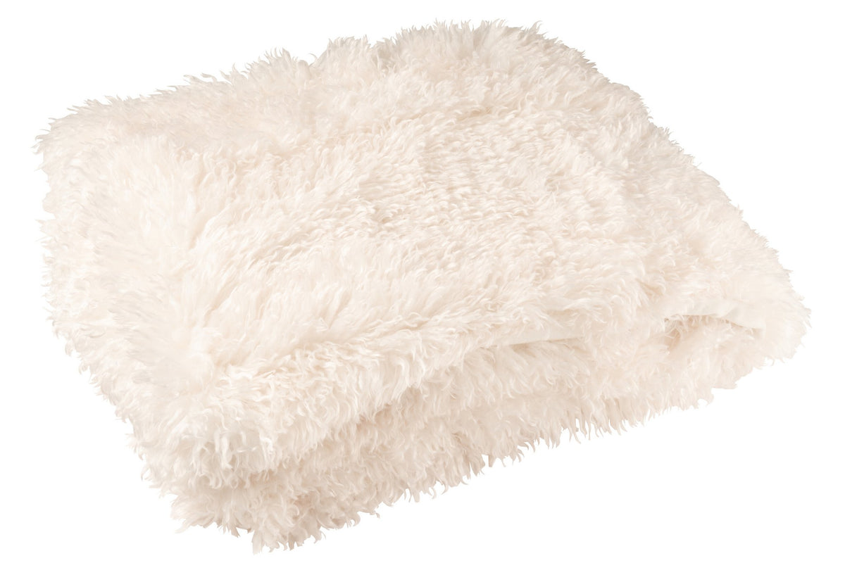 J-Line deken Moutie - polyester - wit