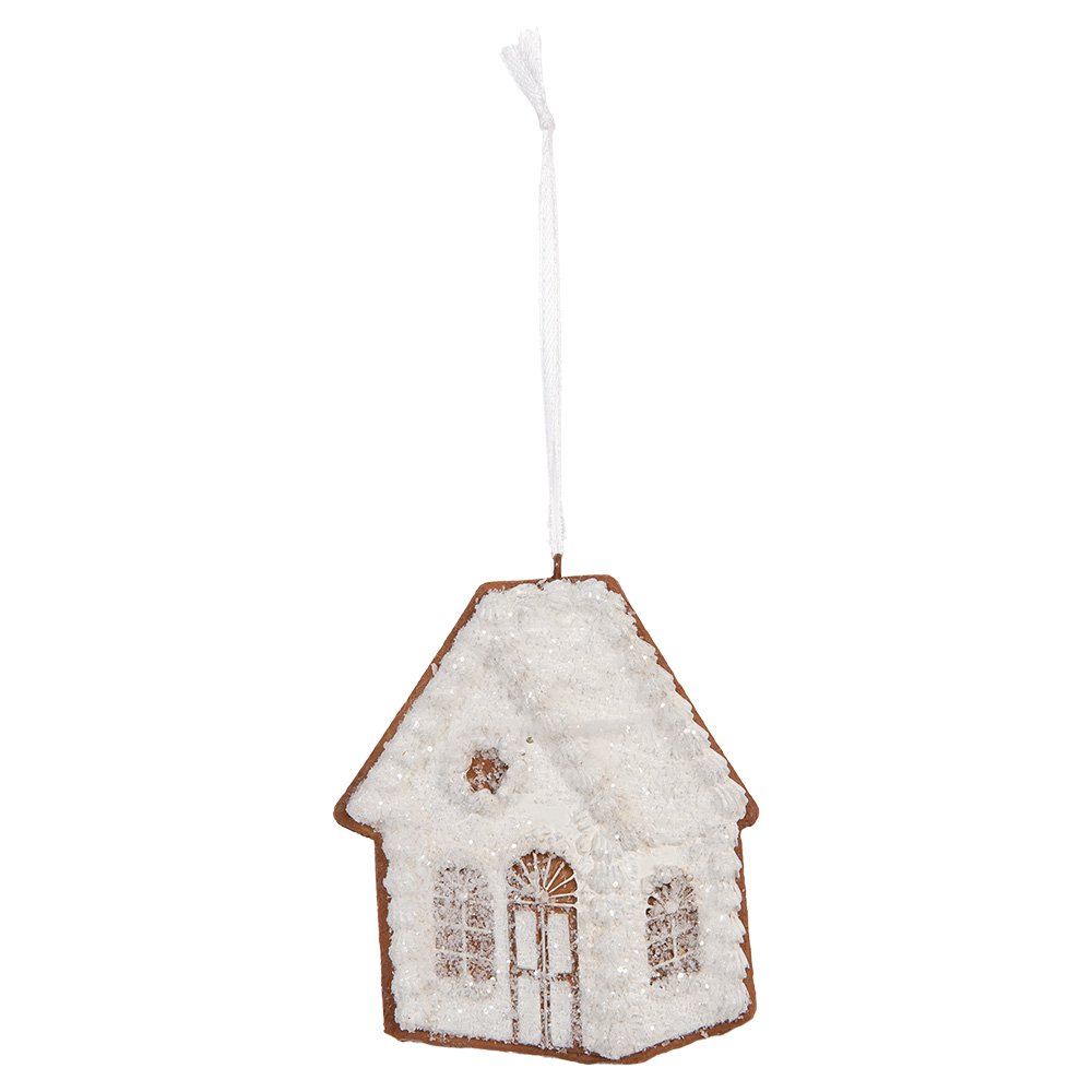 Kersthanger Gingerbread house 9x1x10 cm Wit Kunststof