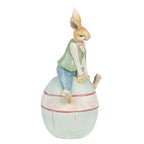 Beeld Konijn 31 cm Bruin Blauw Polyresin Paasdecoratie