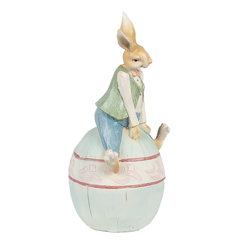 Beeld Konijn 31 cm Bruin Blauw Polyresin Paasdecoratie