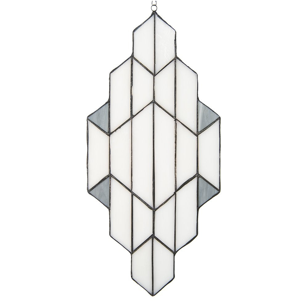 Glaspaneel Tiffany 23x50 cm Wit Grijs Glas Glaskunst