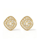 Vergulde vierkante Amerikaanse diamanten studs – modieuze oorbellen – AD verfraaid – 1,9 x 1,8 cm