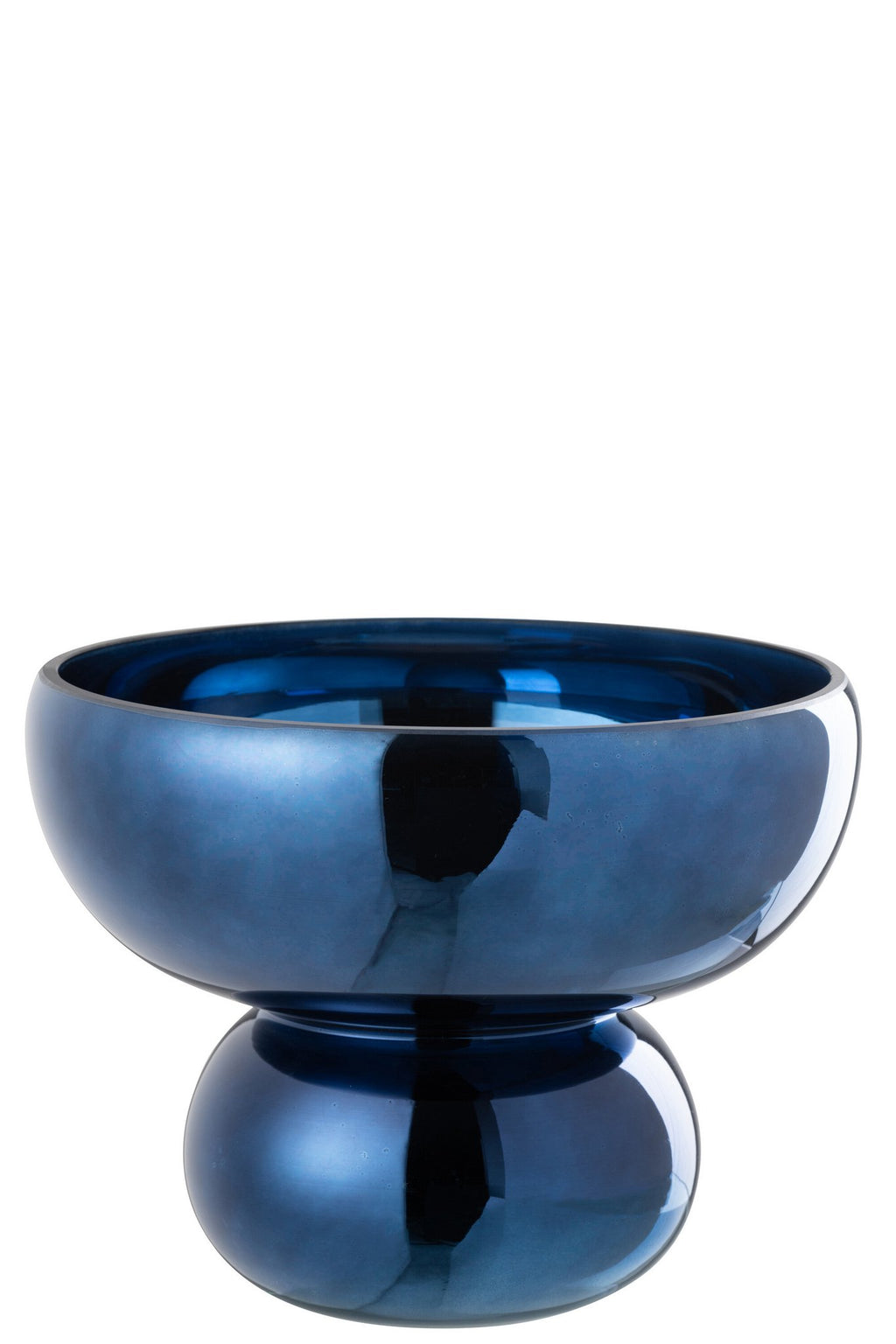 J-Line windlicht op voet Afgerond - glas - blauw - Ø 23 cm