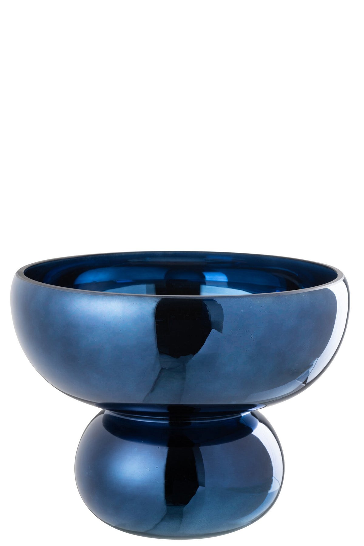 J-Line windlicht op voet Afgerond - glas - blauw - Ø 23 cm