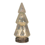 Kerstdecoratie met LED-verlichting Kerstboom Ø 7x16 cm Zilverkleurig Glas