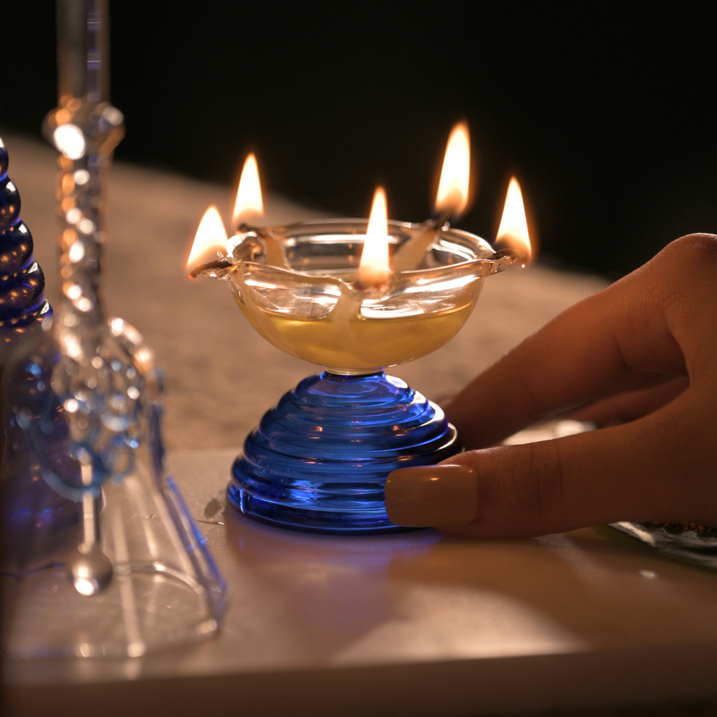 Glazen theelichthouder - Modern Diya-ontwerp