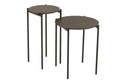 J-Line bijzettafel Rond - hout/metaal - donkerbruin - set van 2