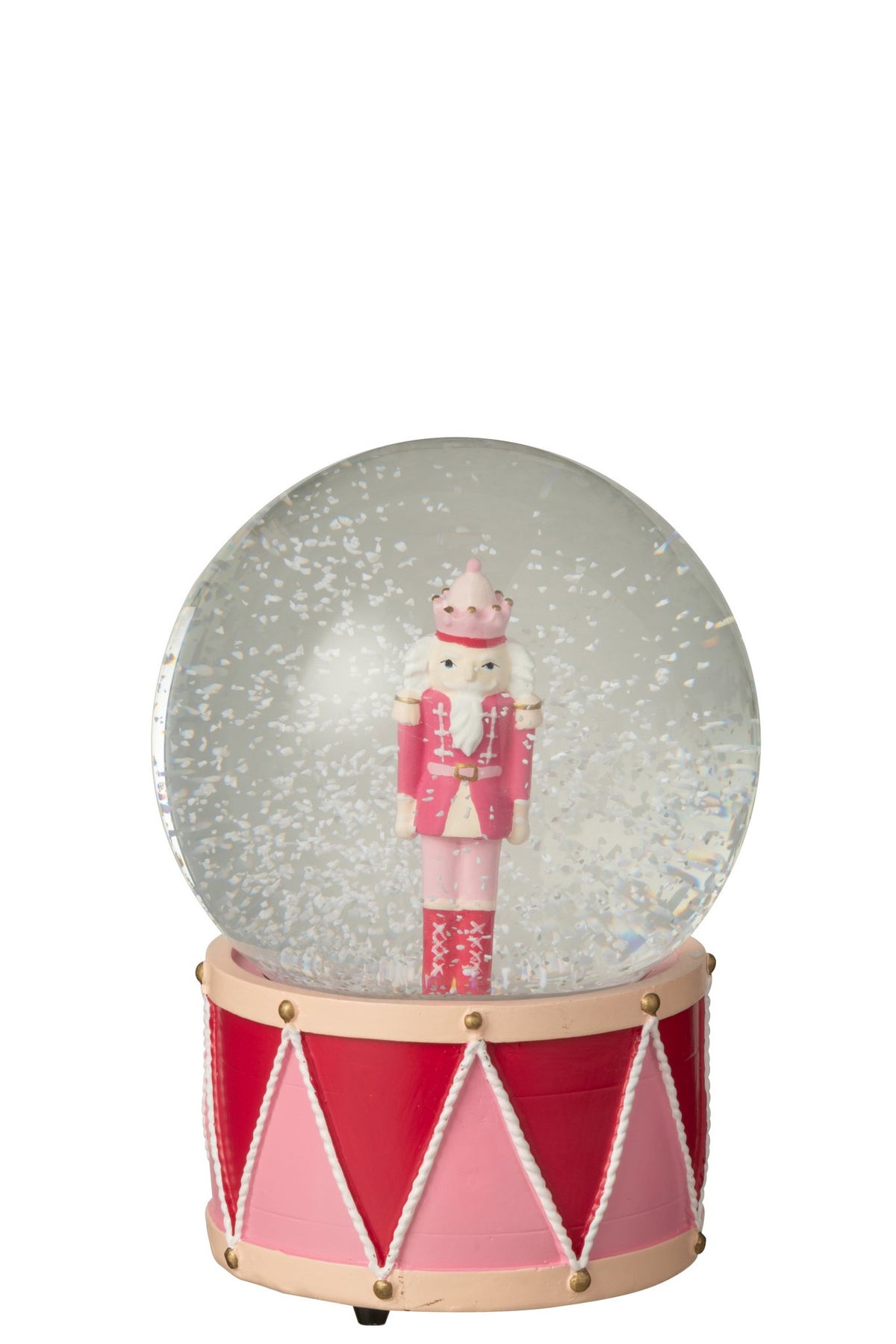 J-Line decoratie waterbol Notenkraker - polyresin - wit/roze