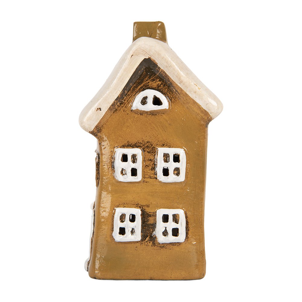 Waxinelichthouder Huis 8x7x15 cm Bruin Keramiek