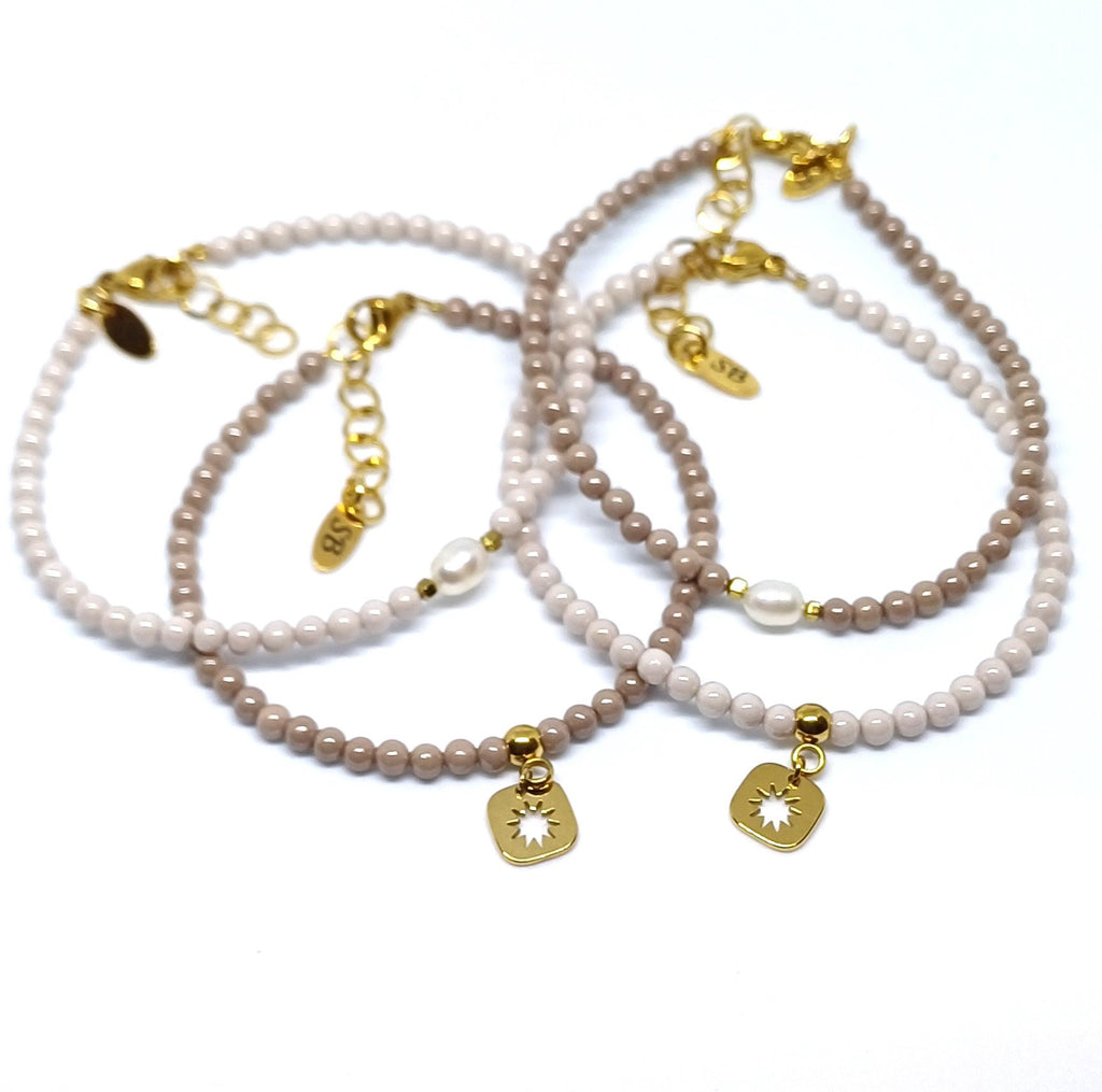 Zirkonia armband ronde kralen zoetwaterparel