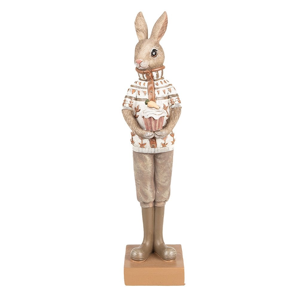 Beeld Konijn 28 cm Bruin Beige Polyresin