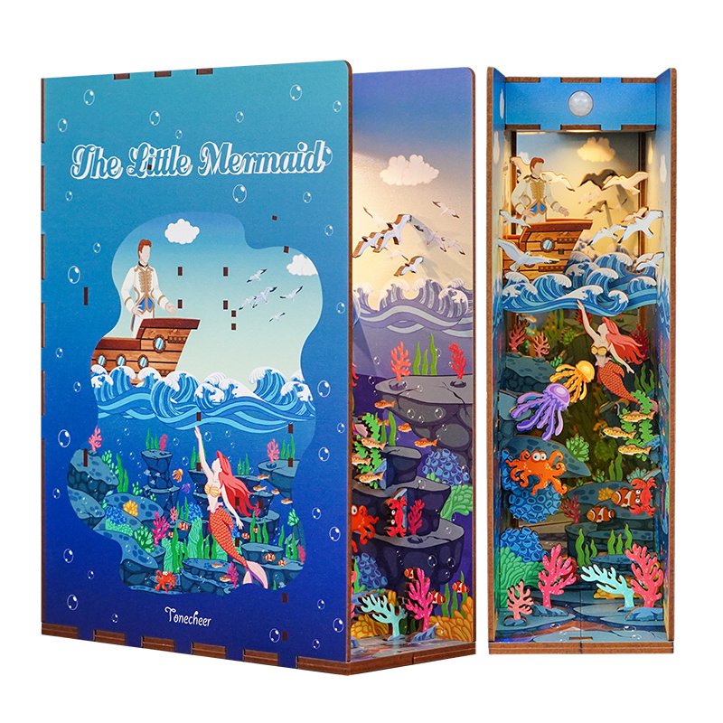 Tonecheer, DIY Book Nook, The Little Mermaid Bookend, TQ112, 18,2x8x24,5cm