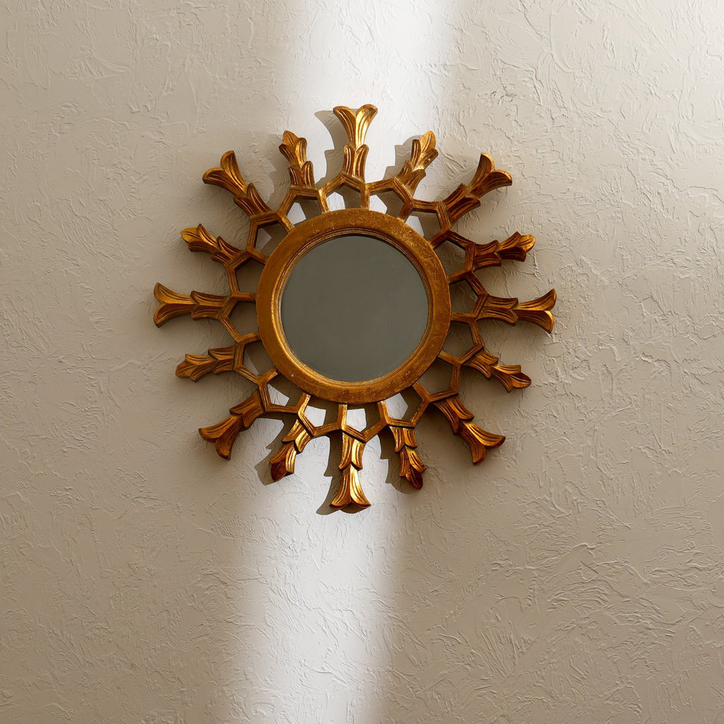 Sunburst houten wandspiegel – decoratieve spiegel