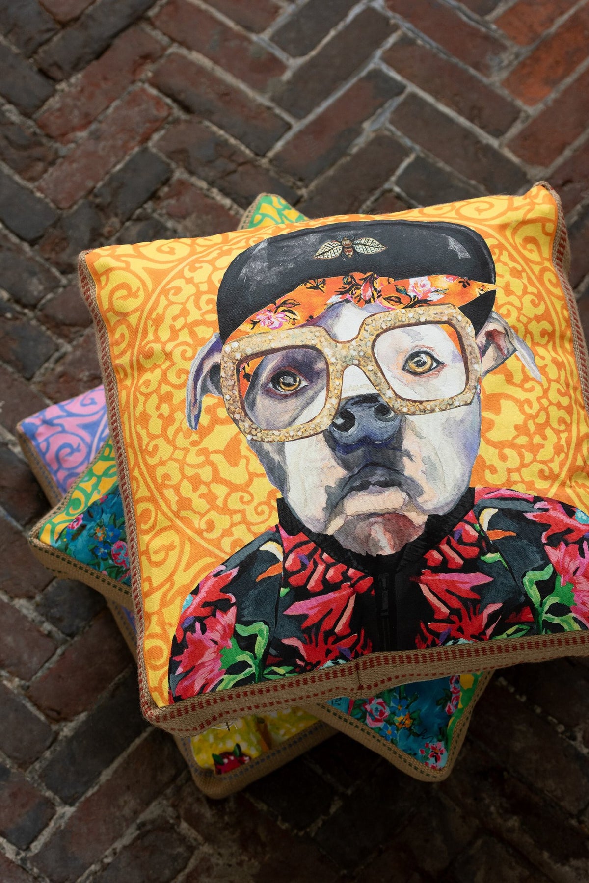 J-Line kussen Hond Popart - polyester/linnen - mix
