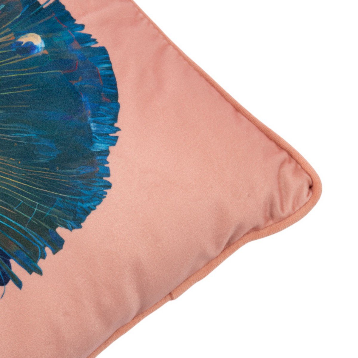 Kussen Portret pauw roze 45x45cm