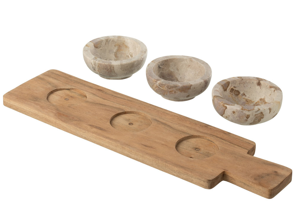 J-Line kruidenset Marmer - steen - naturel/beige