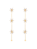 Oorbellen | Bloemenhanger verguld | Kristal
