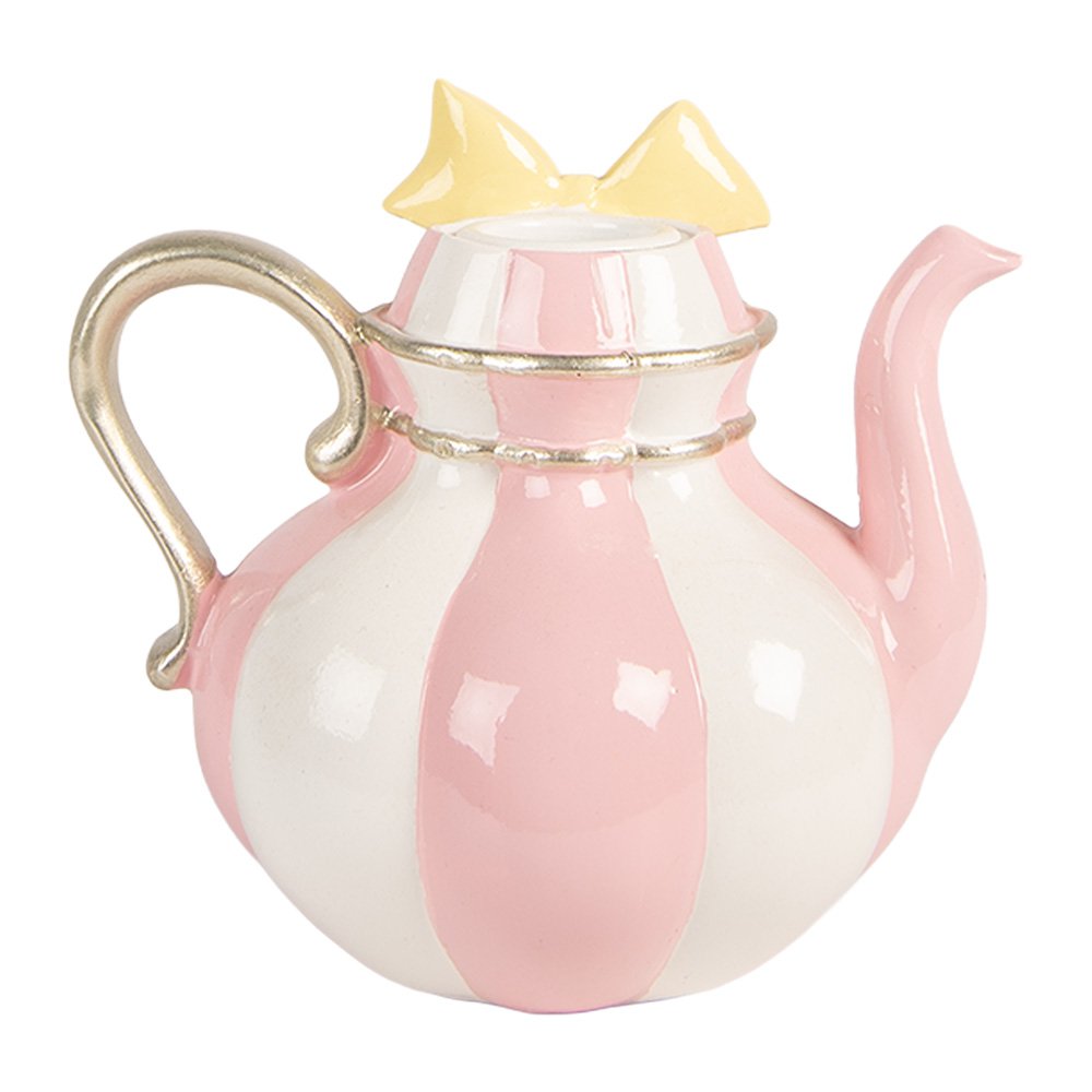 Kandelaar Theepot 13x10x11 cm Roze Kunststof
