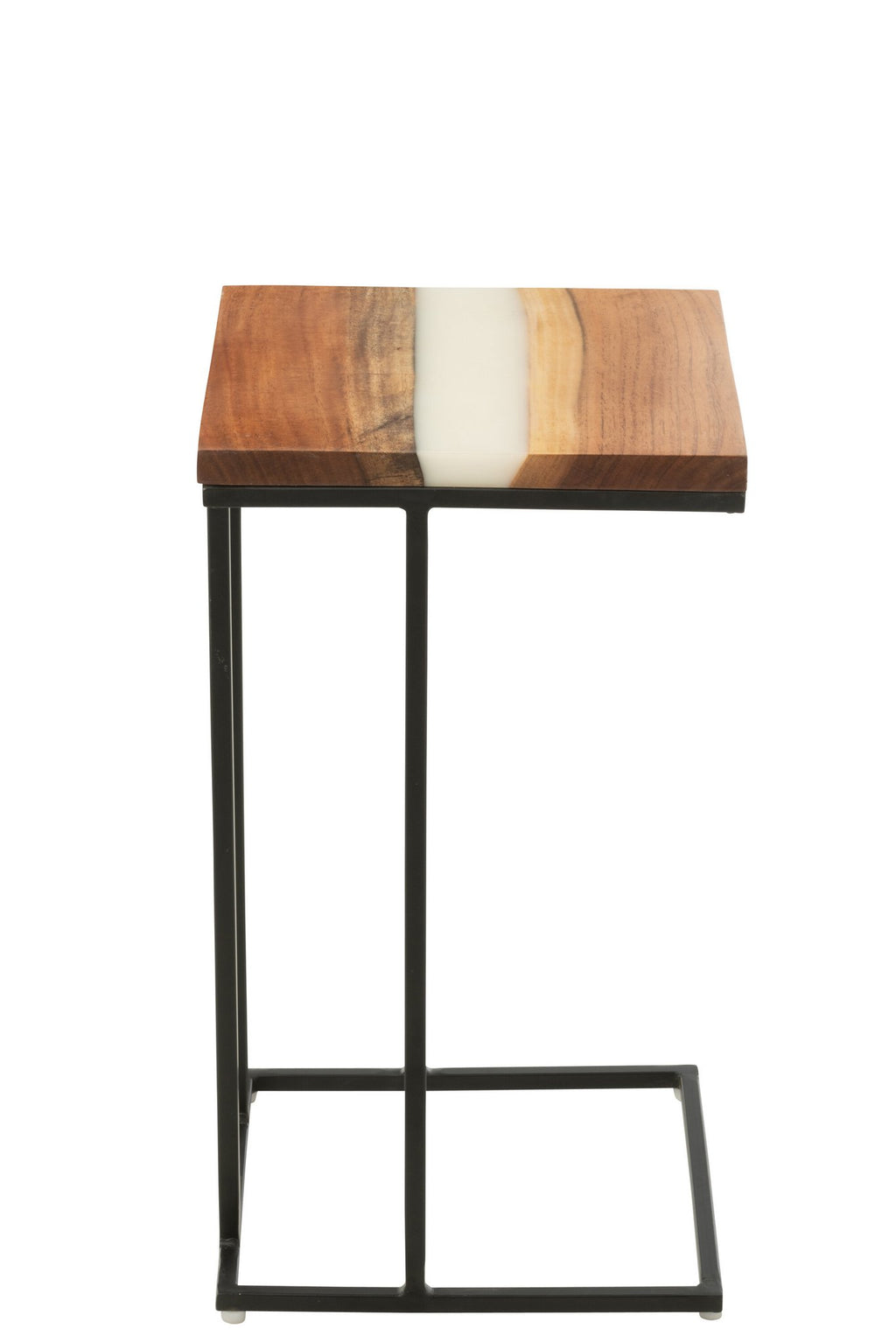 J-Line bijzettafel Vierkant - hout/epoxyhars - naturel/wit