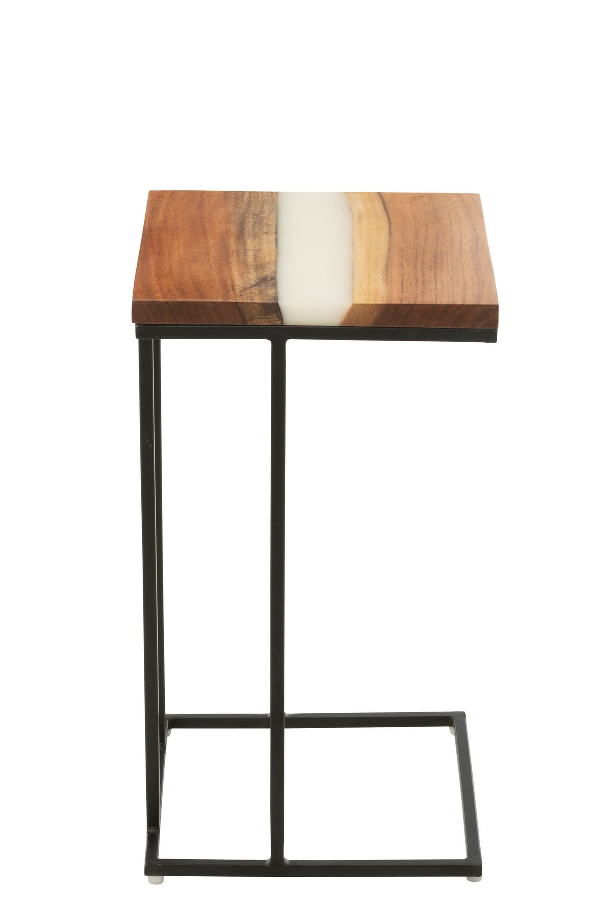 J-Line bijzettafel Vierkant - hout/epoxyhars - naturel/wit