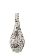J-Line vaas Zen Peer - porselein - wit/zwart - 43 cm hoog