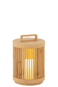 J-Line lamp Cylinder - sparhout - naturel - large - LED lichtjes
