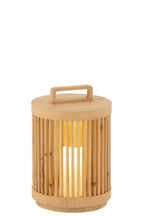 J-Line lamp Cylinder - sparhout - naturel - large - LED lichtjes