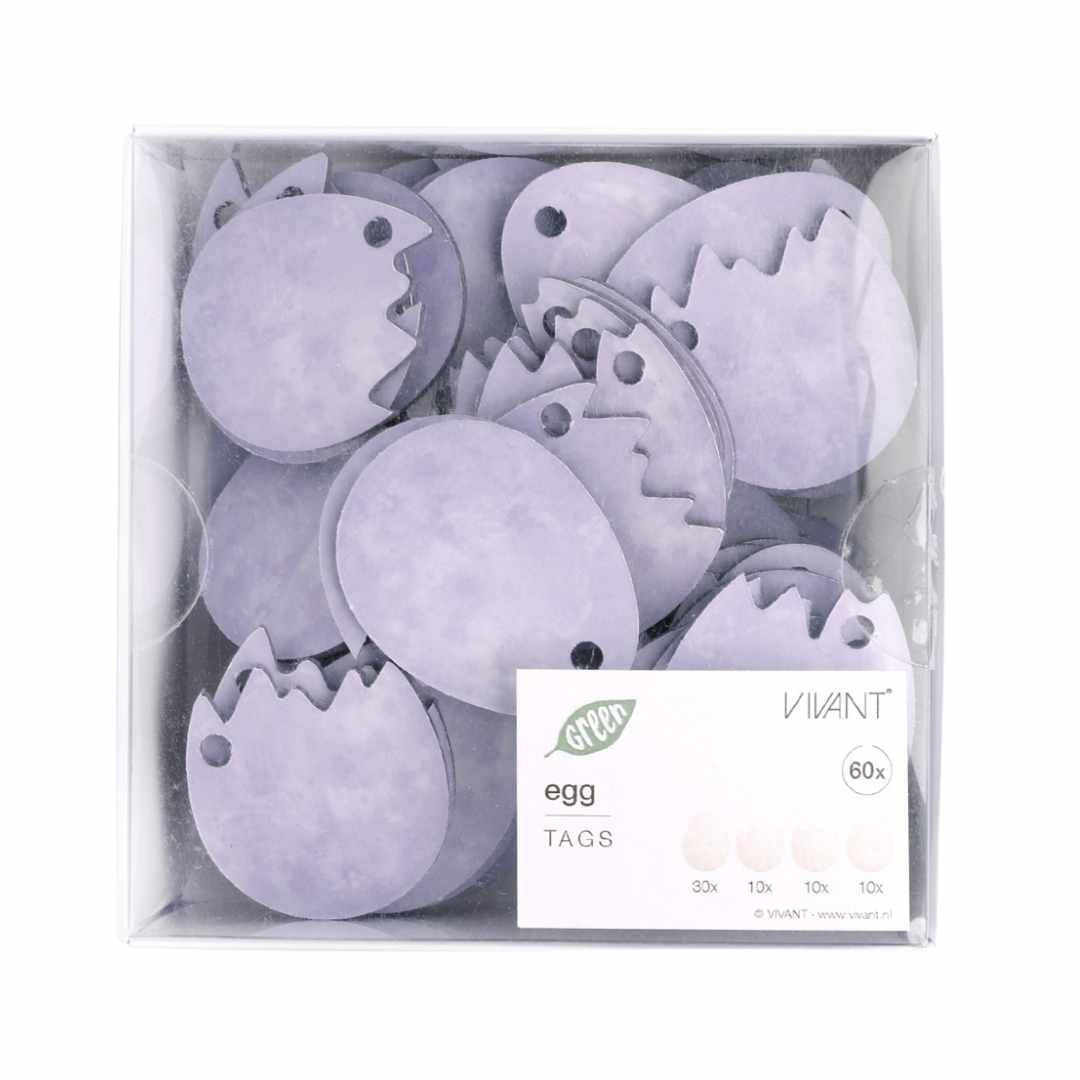 Tags - Ei - Lila - 60 Stuks