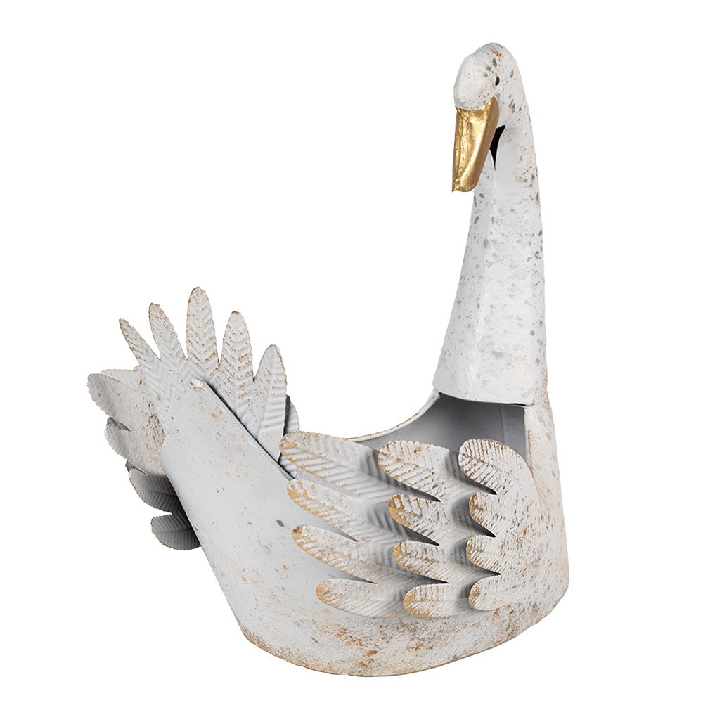 Planthouder Zwaan 44x26x43 cm Wit Metaal