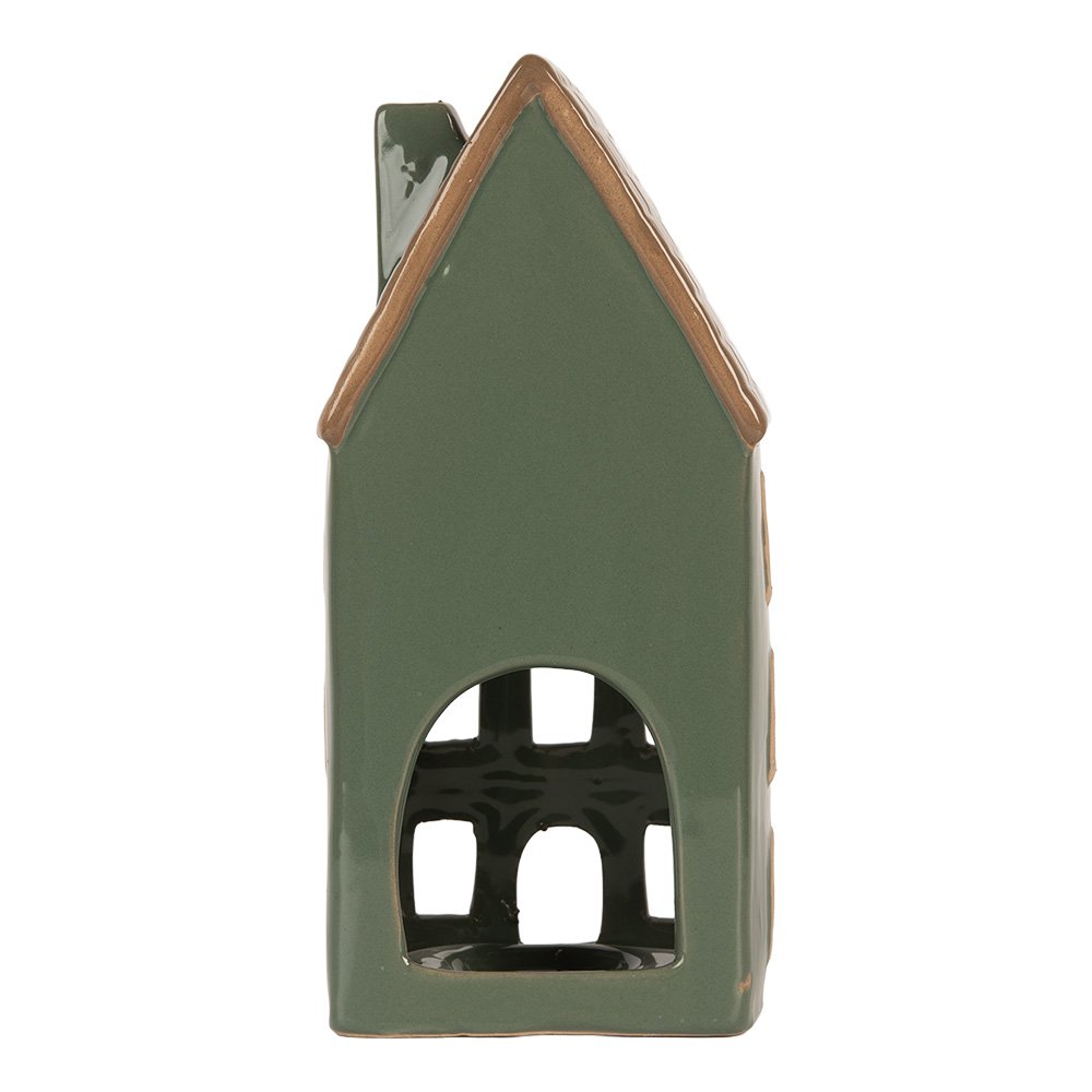 Waxinelichthouder Huis 9x8x19 cm Groen Keramiek