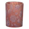 Theelichthouder fluwelen bloemen roze groot 12cm