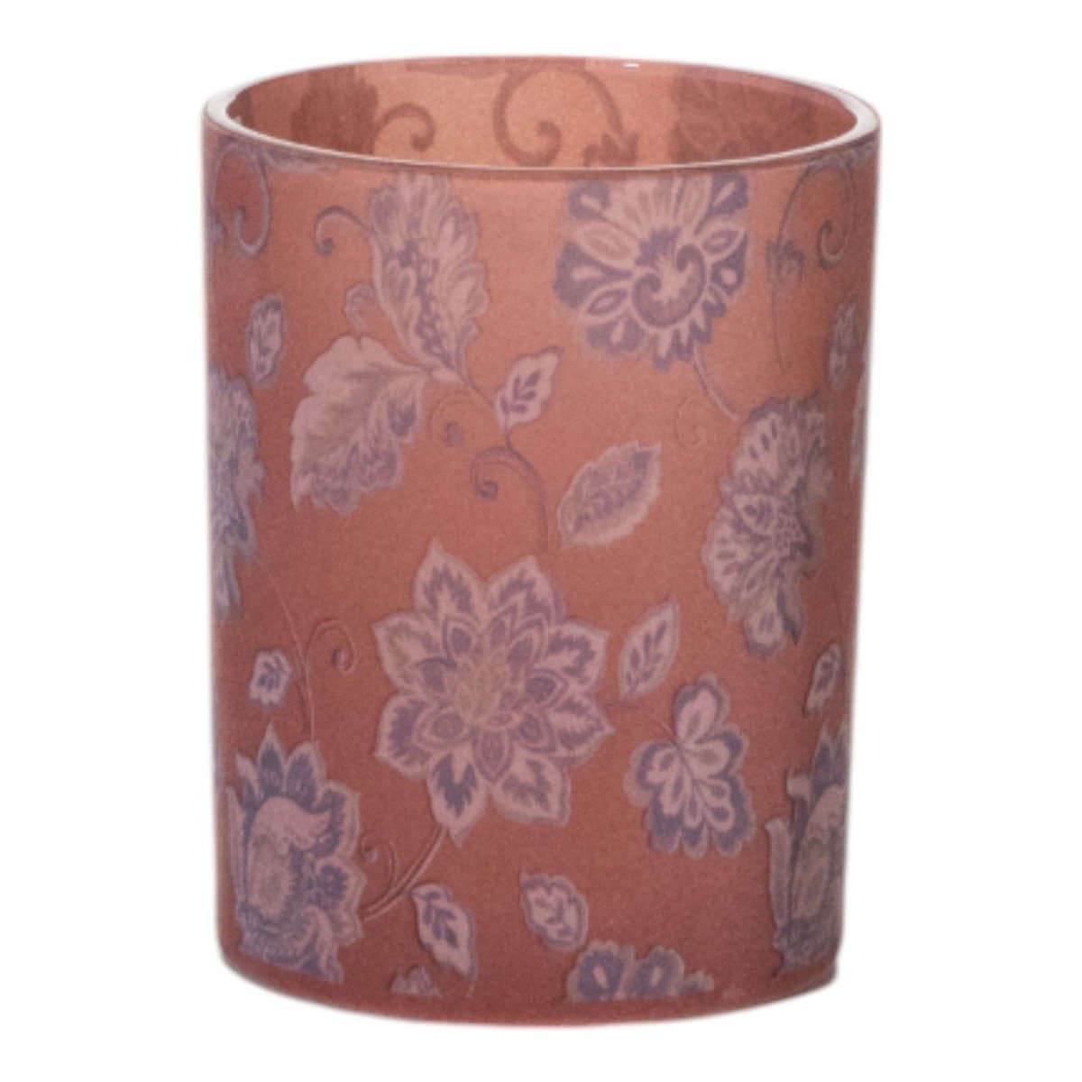 Theelichthouder fluwelen bloemen roze groot 12cm