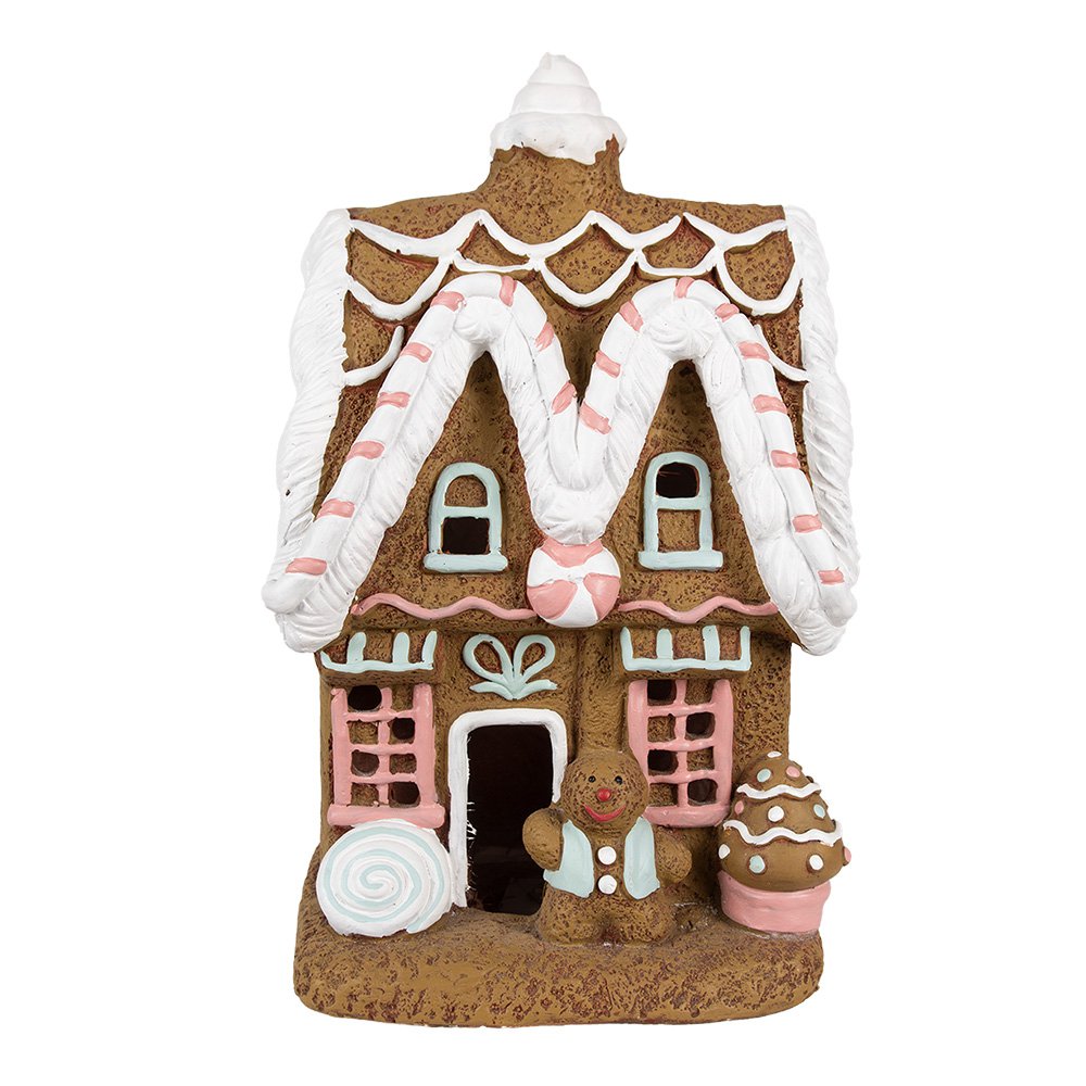 Gingerbread house met LED 39 cm Bruin Magnesium (MGO) Peperkoekhuisje