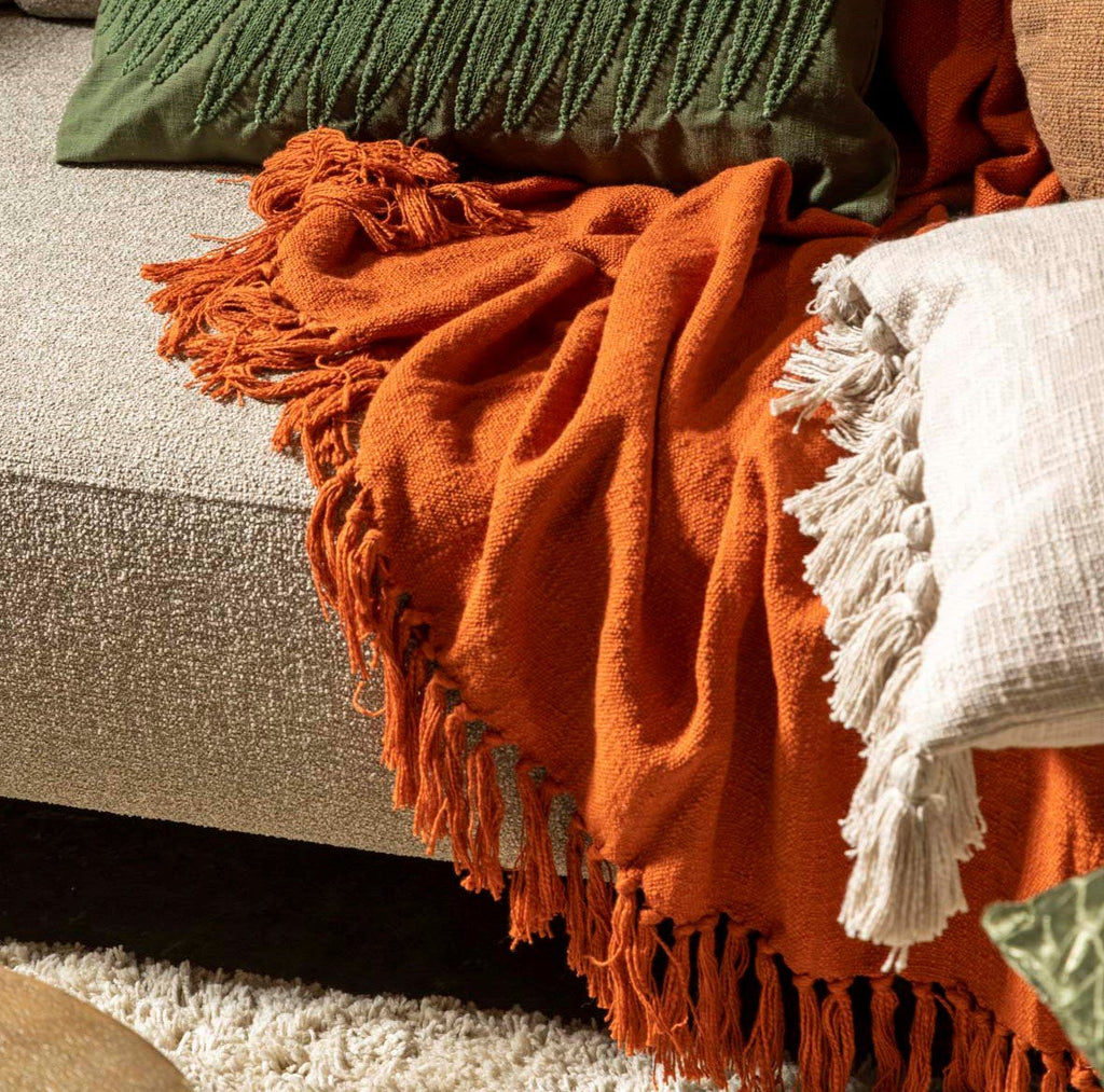 Dutch Decor Juni - Plaid katoen 140x180 cm - Potters Clay - oranje