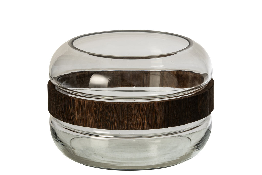 J-Line Cirkelvaas - glas - donkerbruin/transparant