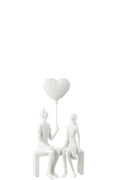 J-Line figuur Koppel Zittend Hart Ballon - polyresin - wit