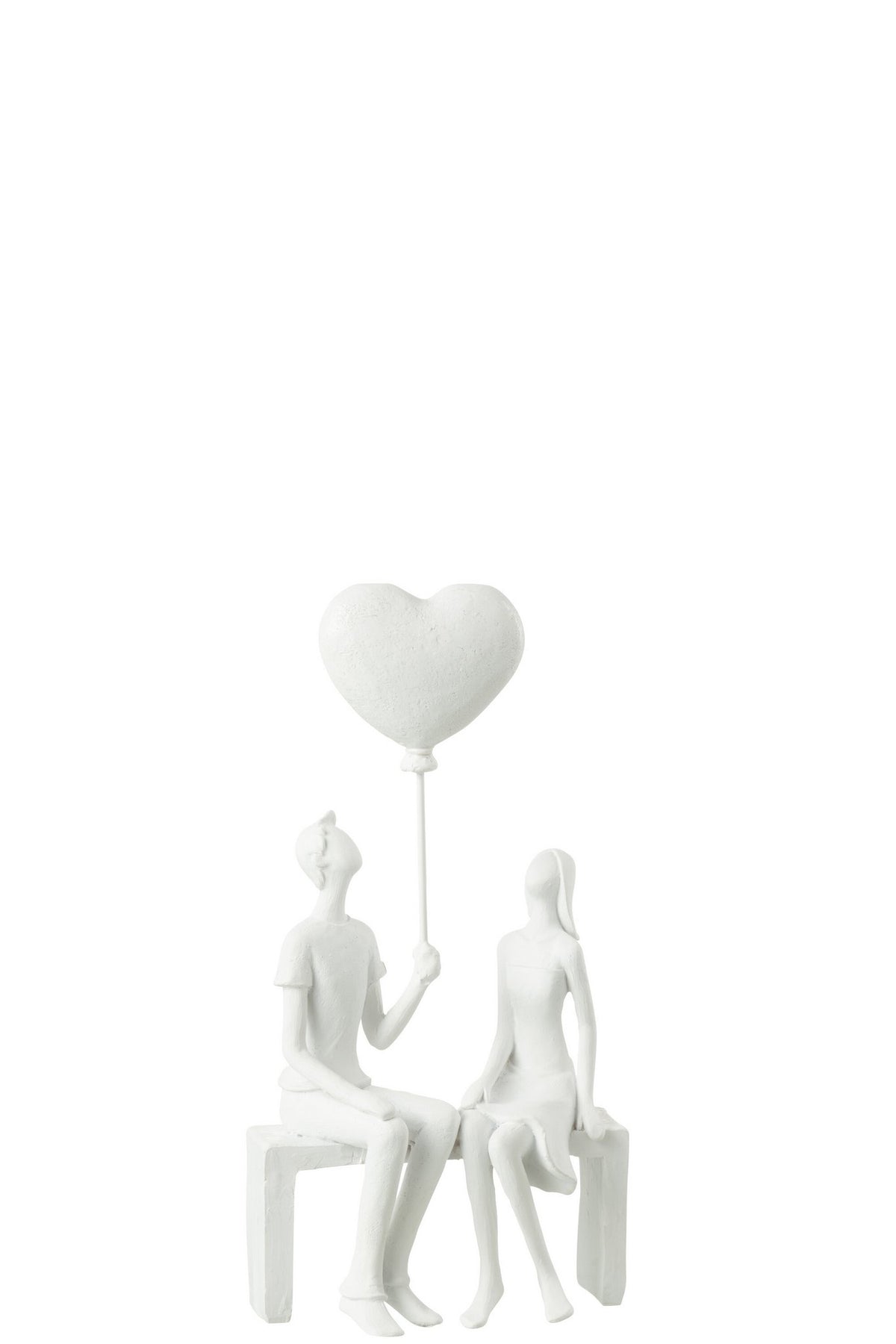 J-Line figuur Koppel Zittend Hart Ballon - polyresin - wit