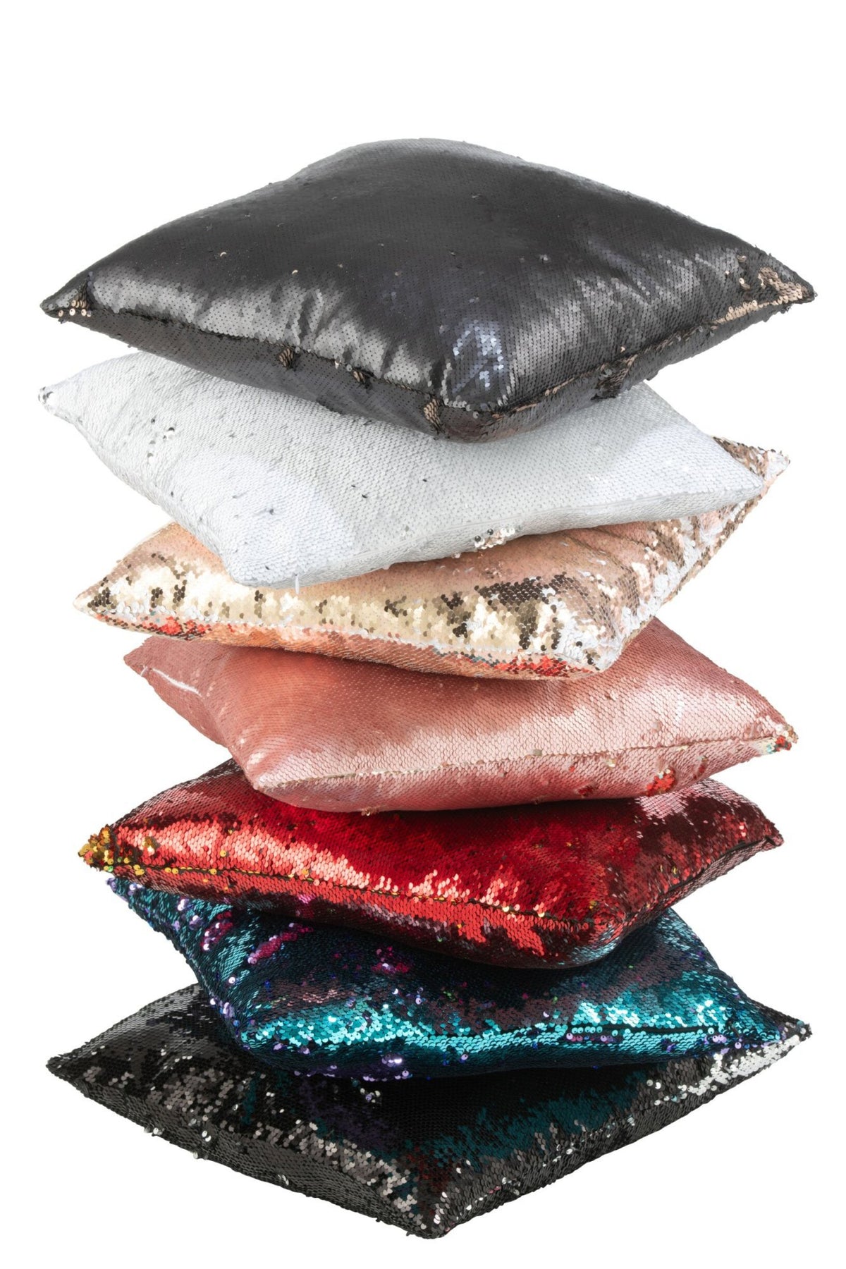 J-Line Kussen Omkeerbaar Sequin Zwart/Zilver
