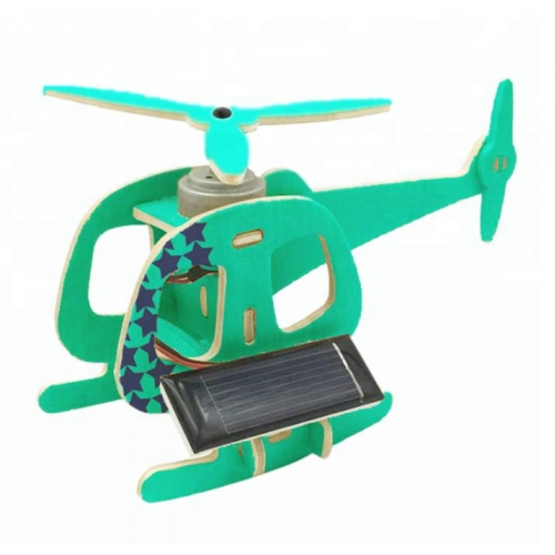 Houten bouwpakket van een Helikopter op zonne-energie